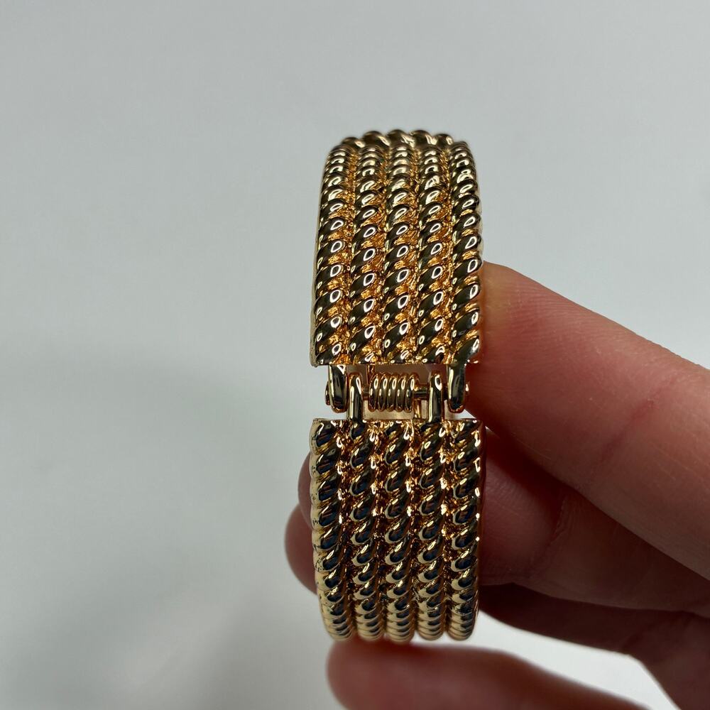 Gold Rhinestone Cuff Hinged Bracelet - Picture 4 of 4